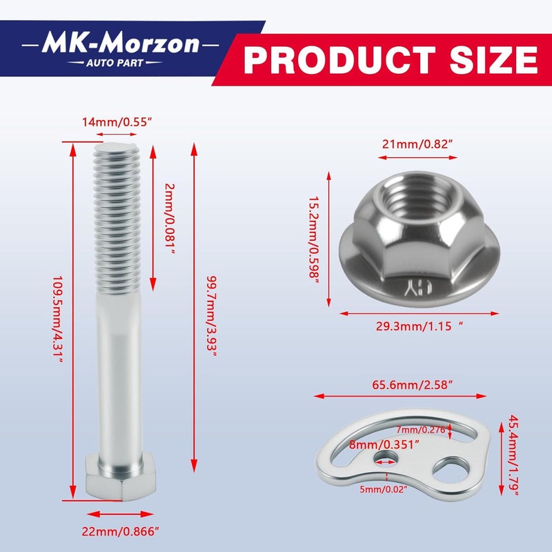 MK-Morzon Front Upper Control Arm Cam Bolts Kit Adjusting Bolt ±1.5 Degree Fit For Chevy Silverado Express Suburban GMC Sierra 1500 2500 Yukon Cadillac Hummer Replaces# K100026 45K5012 MS50067 545-510 - Image 4